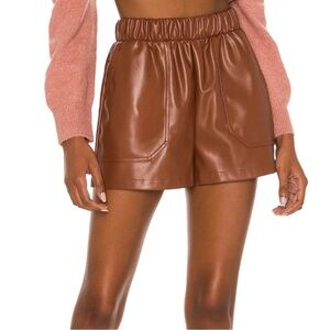 Steve Madden High Waist Tan Leather Shorts